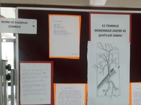 Resim ve Edebiyat Zümresi "15 Temmuz Demokrasi Zaferi ve Şehitleri Anma"  Pano Çalışması